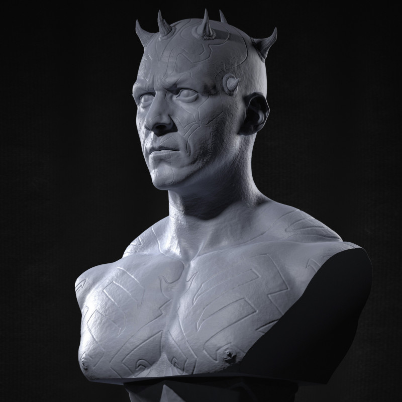 Darth Maul Bust Original Look Model Cetak 3D .c4d .max .obj .3ds .fbx .stl .blend 