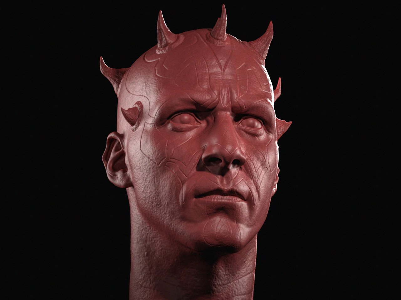 Darth Maul Head Likeness 3D Print Model .c4d .max .obj .3ds .fbx .stl .blend