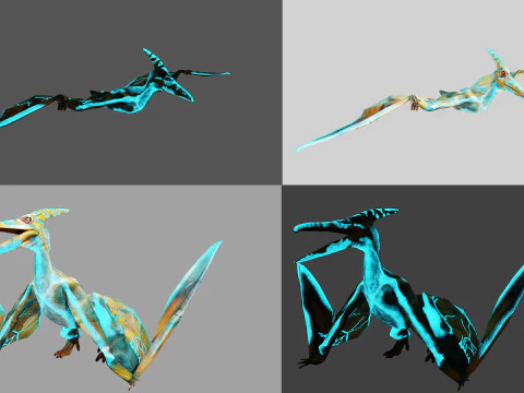 익룡 공룡 애니메이션 게임 자산 3D 모델