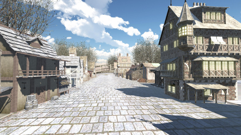 Medieval Winter Street Environment Game-Ready Scene 3D Model .c4d .max .obj .3ds .fbx .stl .blend