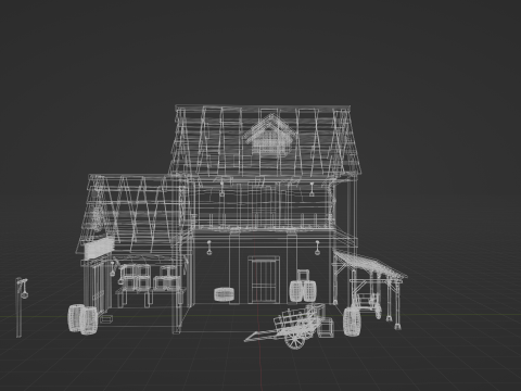 Medieval Winter Street Environment Game-Ready Scene 3D Model
