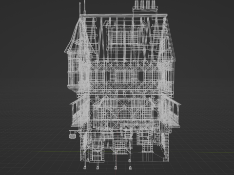 Medieval Winter Street Environment Game-Ready Scene 3D Model