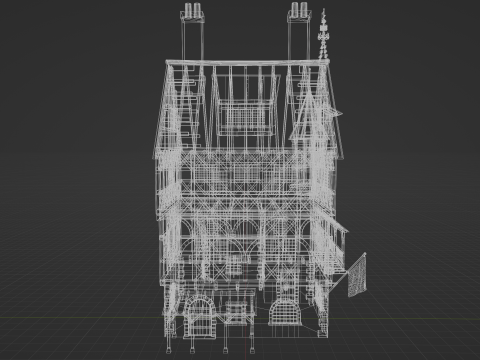 Medieval Winter Street Environment Game-Ready Scene 3D Model