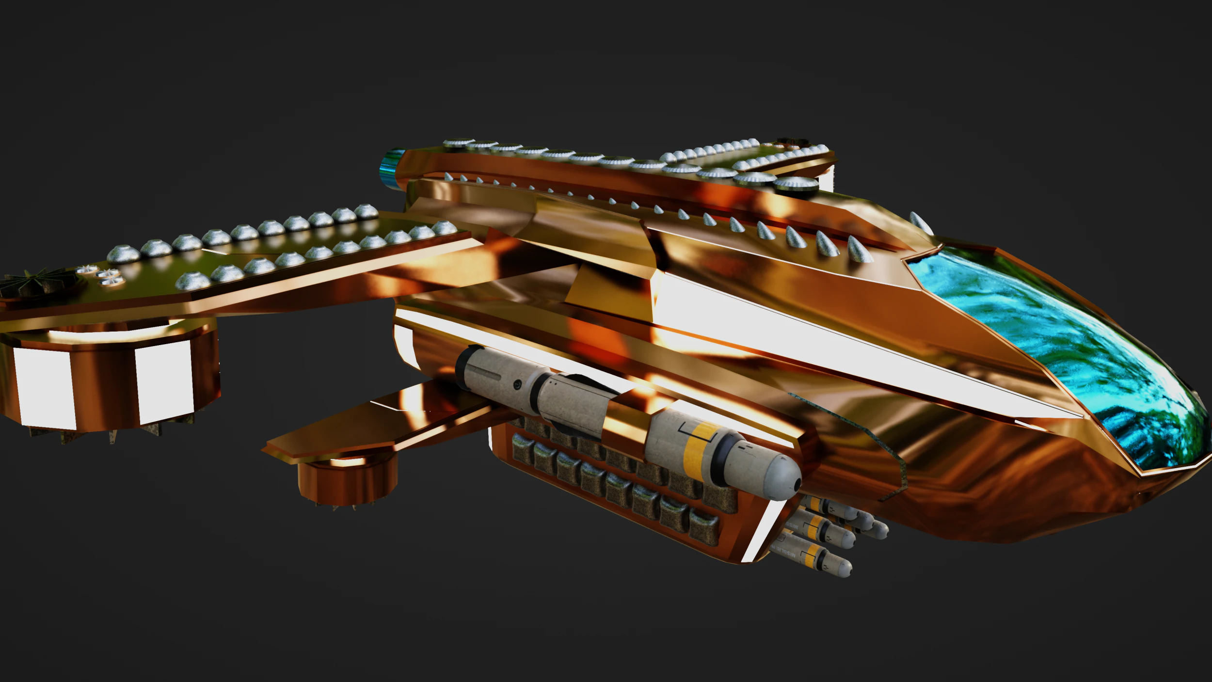 Golden Assault Spacecraft Sci-Fi Game Ready Ship 3D Model .c4d .max .obj .3ds .fbx .stl .blend