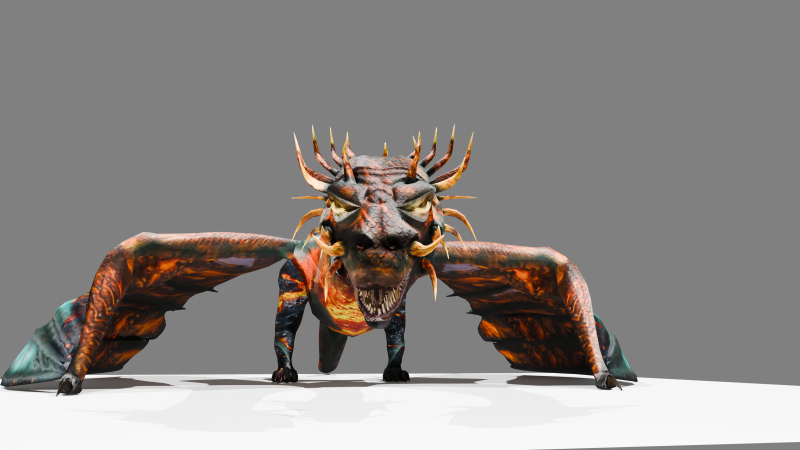 Volcanic Flame Dragon Rigged Animated Game-Ready Unity Package 3D Model .c4d .max .obj .3ds .fbx .stl .blend 