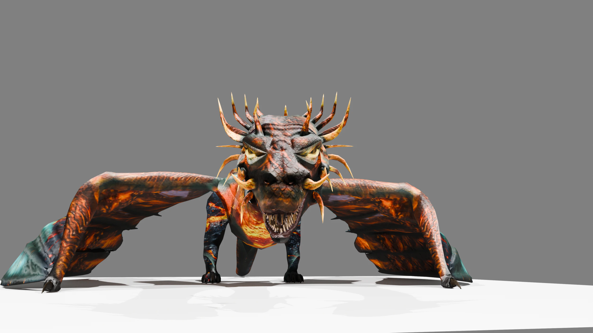 Volcanic Flame Dragon Rigged Animated Game-Ready Unity Package 3D Model .c4d .max .obj .3ds .fbx .stl .blend