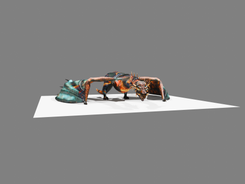 Volcanic Flame Dragon Rigged Animated Game-Ready Unity Package 3D Model