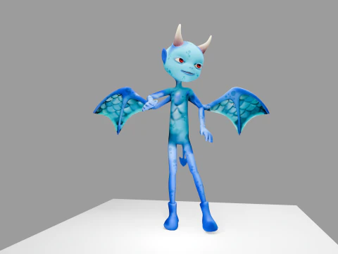 Animated Blue Demon Character Rigged Textured 4K Game Ready 3D Model