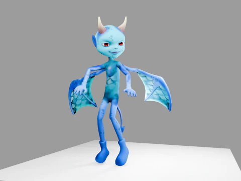 Animated Blue Demon Character Rigged Textured 4K Game Ready 3D Model