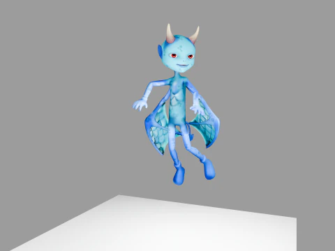 Animated Blue Demon Character Rigged Textured 4K Game Ready 3D Model