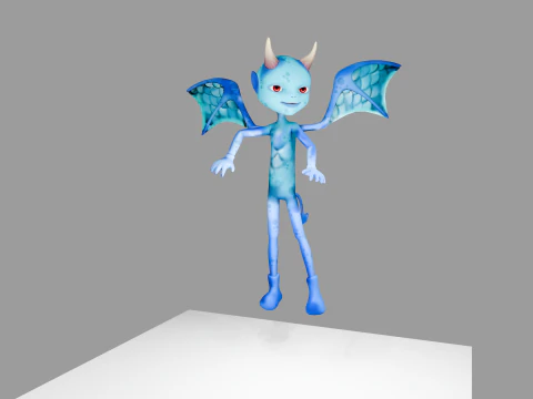Animated Blue Demon Character Rigged Textured 4K Game Ready 3D Model