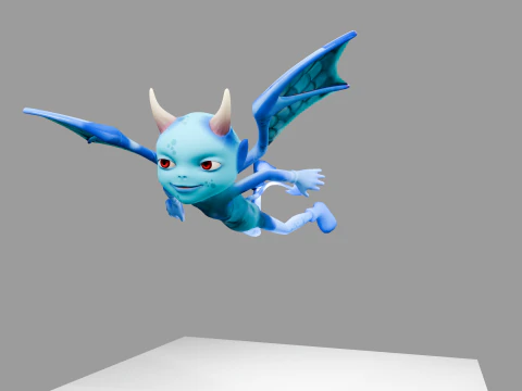 Animated Blue Demon Character Rigged Textured 4K Game Ready 3D Model