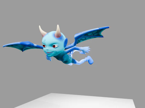 Animated Blue Demon Character Rigged Textured 4K Game Ready 3D Model