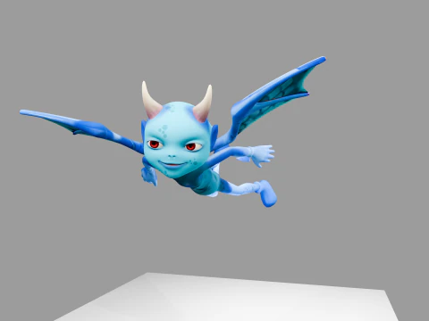 Animated Blue Demon Character Rigged Textured 4K Game Ready 3D Model