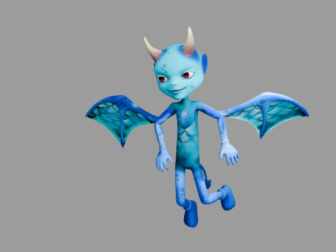 Animated Blue Demon Character Rigged Textured 4K Game Ready 3D Model