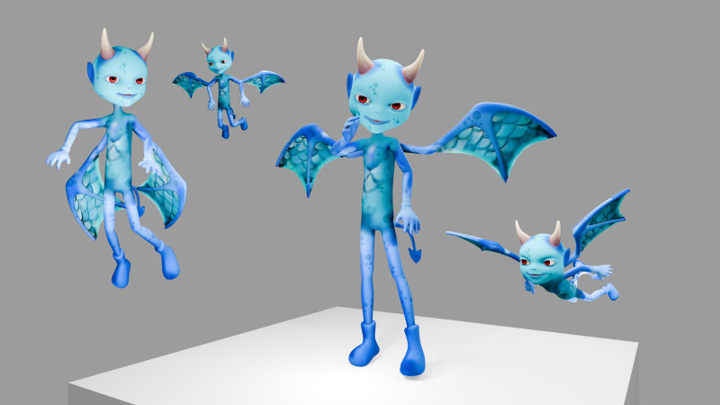 Animated Blue Demon Character Rigged Textured 4K Game Ready 3D मॉडल .c4d .max .obj .3ds .fbx .stl .blend 