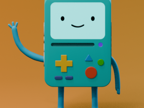 Cartoon Mini Console Bot BMO-Inspired Stylized Model 3D मॉडल