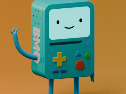 Cartoon Mini Console Bot BMO-Inspired Stylized Model 3D 모델