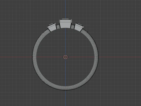 3 Baguette Dimond Ring 3D Print Model