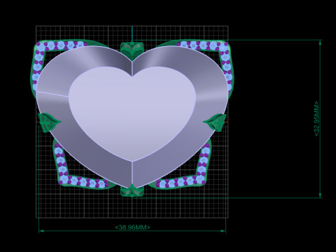 Heart Shaped Amethyst Petals Ring 3D प्रिंट मॉडल