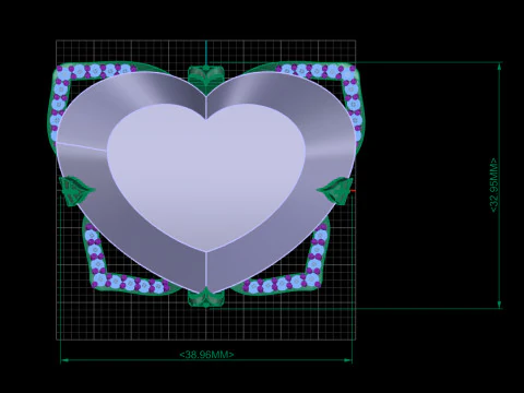 Heart Shaped Amethyst Petals Ring 3D Print Model