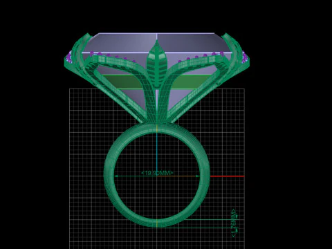 Heart Shaped Amethyst Petals Ring 3D Print Model