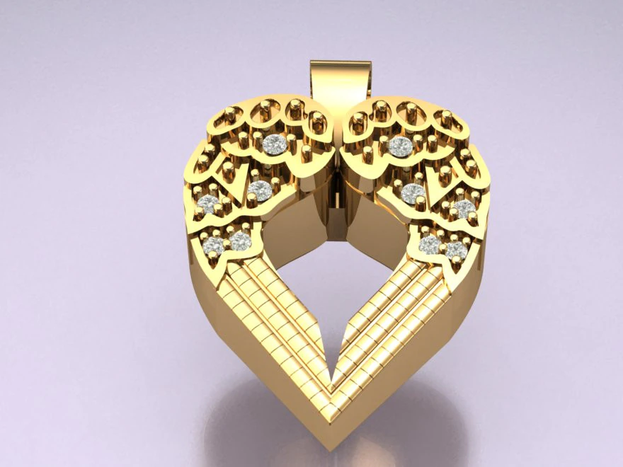 Beautiful Winged Heart Pendant 3D Print Model .c4d .max .obj .3ds .fbx .stl .blend 