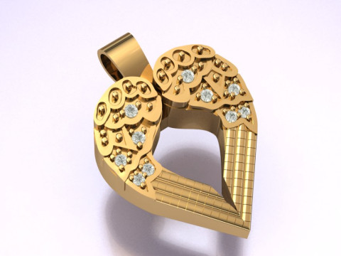 Beautiful Winged Heart Pendant 3D Принт Модель