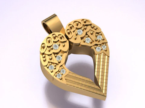 Beautiful Winged Heart Pendant 3D Print Model