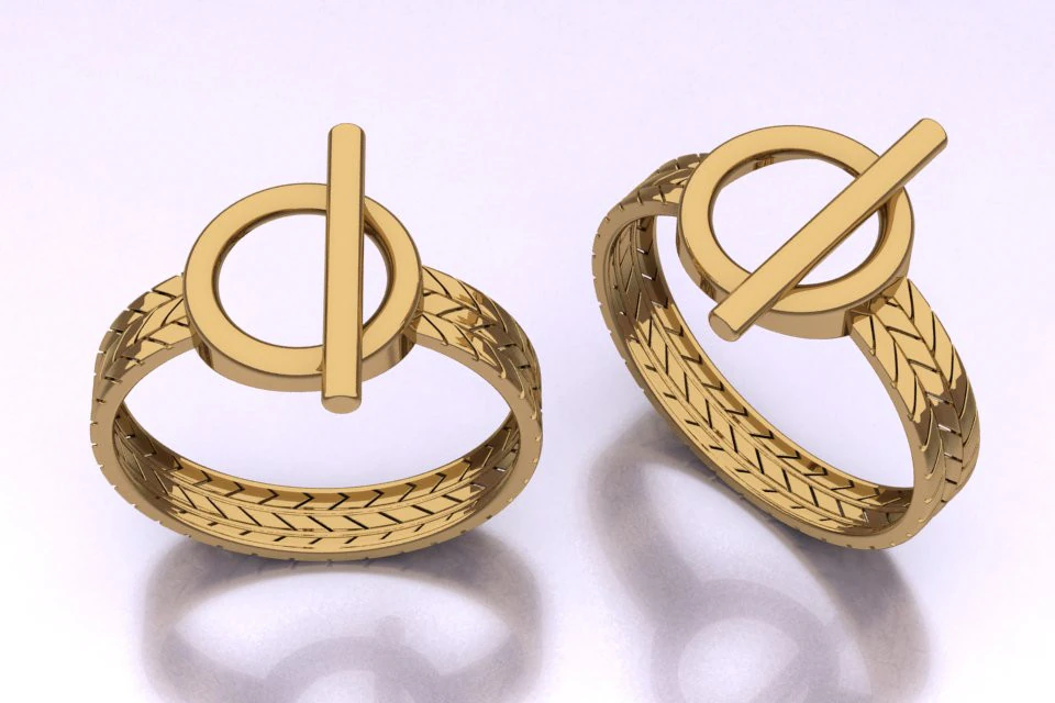 Toggle Bar Ring with Chevron Band 3D Model .c4d .max .obj .3ds .fbx .stl .blend 