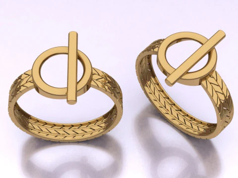 シェブロンバンド付きトグルバーリング 3Dモデル