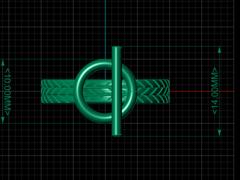 Toggle Bar Ring with Chevron Band 3D Model