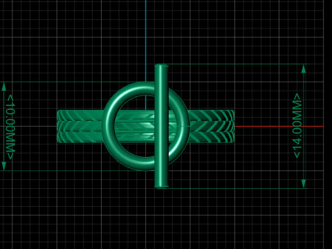 Toggle Bar Ring with Chevron Band 3D Model