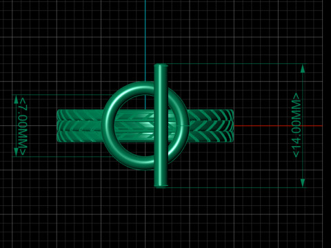 Toggle Bar Ring with Chevron Band 3D Model
