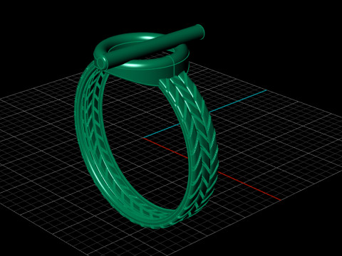 Toggle Bar Ring with Chevron Band 3D Model