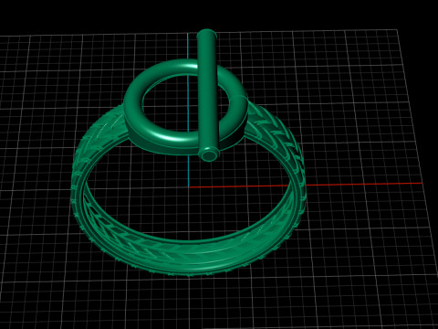 Toggle Bar Ring with Chevron Band 3D Model