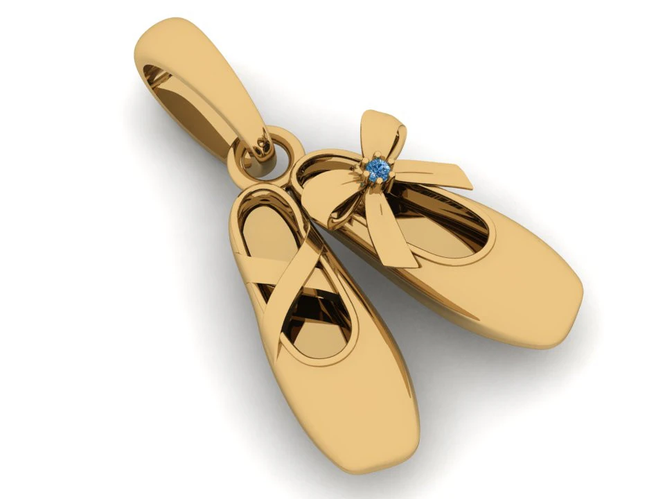 Shoe Pendant with Bow 3D Print Model .c4d .max .obj .3ds .fbx .stl .blend