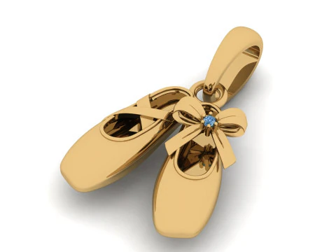 Shoe Pendant with Bow 3D Print Model