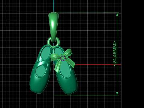 Shoe Pendant with Bow 3D Print Model