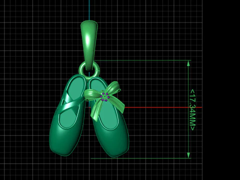 Shoe Pendant with Bow 3D Print Model