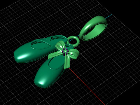 Shoe Pendant with Bow 3D Print Model