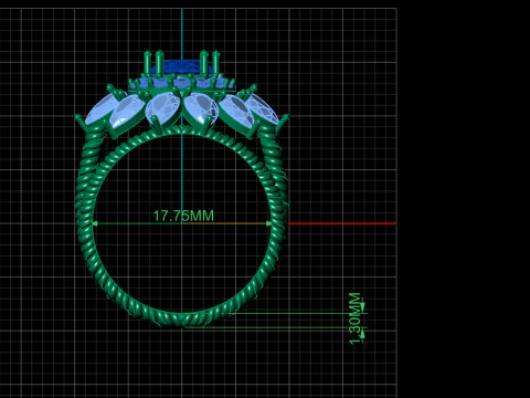 Luxury Rose Gold Ring 3D Print Model
