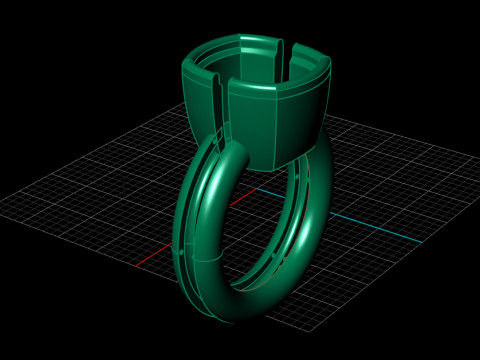 Cushion cut topaz ring 3D Baskı Modeli