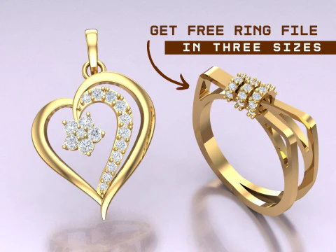 Harthanger met gratis ringvijltje 3D printmodel