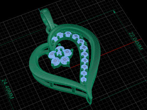 Pingente de coração com arquivo de anel grátis Modelo de Impressão 3D