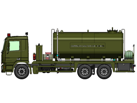 Military Demineralized Water Truck OBJ FBX STL C4D Textured Modelo 3D