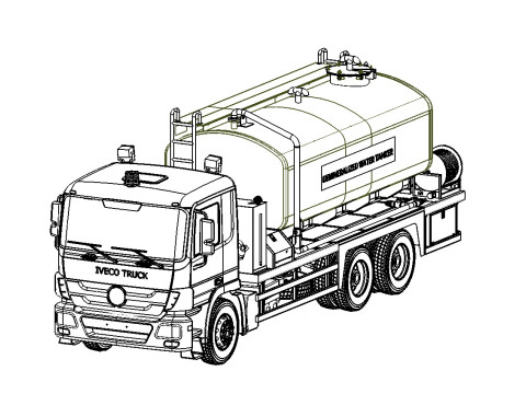 Military Demineralized Water Truck OBJ FBX STL C4D Textured Modelo 3D