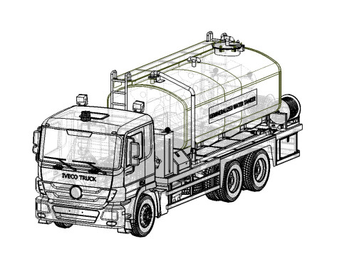 Military Demineralized Water Truck OBJ FBX STL C4D Textured Modelo 3D