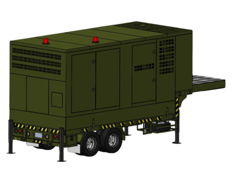 Military Generator Trailer 150 KW High-Detail Modello 3D