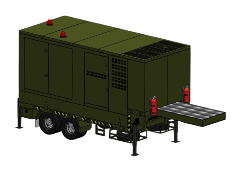 Military Generator Trailer 150 KW High-Detail Modello 3D